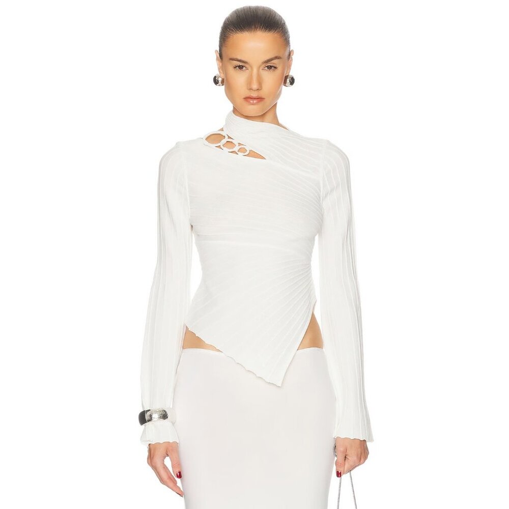 Cult Gaia Tayla Knit Top in Off White